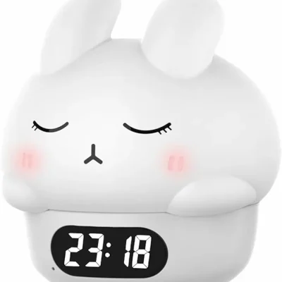 چراغ خواب سیلیکونی ساعت دار مدل خرگوش1